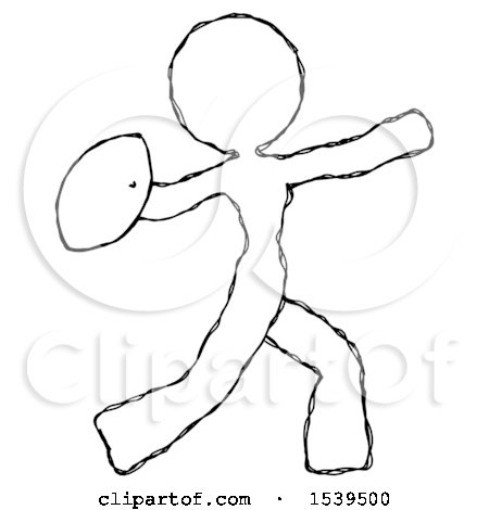 Sketch Design Mascot Woman Throwing Football by Leo Blanchette