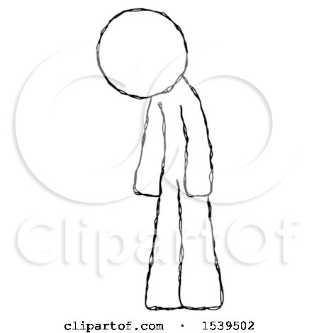 Sketch Design Mascot Man Depressed with Head down Turned Left by Leo Blanchette