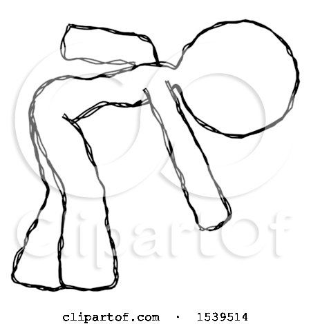 Sketch Design Mascot Woman Bent over Picking Something up by Leo Blanchette