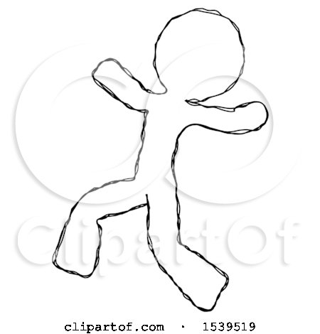 Sketch Design Mascot Man Running Away in Hysterical Panic Direction Left by Leo Blanchette