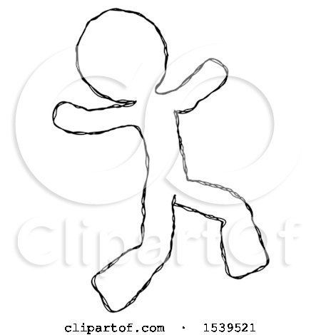 Sketch Design Mascot Man Running Away in Hysterical Panic Direction Right by Leo Blanchette