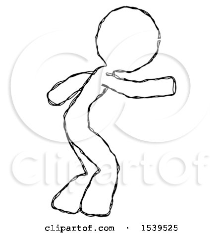 Sketch Design Mascot Woman Sneaking While Reaching for Something by Leo Blanchette