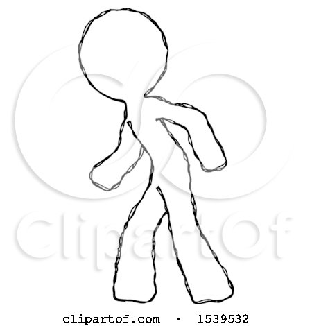 Sketch Design Mascot Man Suspense Action Pose Facing Left by Leo Blanchette
