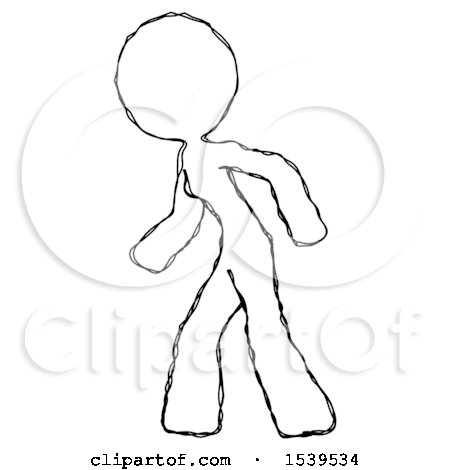 Sketch Design Mascot Woman Suspenseaction Pose Facing Left by Leo Blanchette