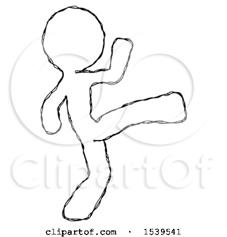 Sketch Design Mascot Man Kick Pose by Leo Blanchette