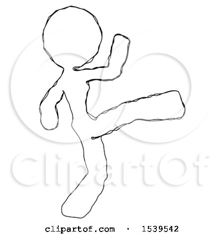 Sketch Design Mascot Woman Kick Pose by Leo Blanchette