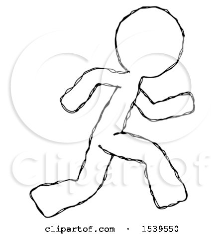 Sketch Design Mascot Man Running Fast Right by Leo Blanchette