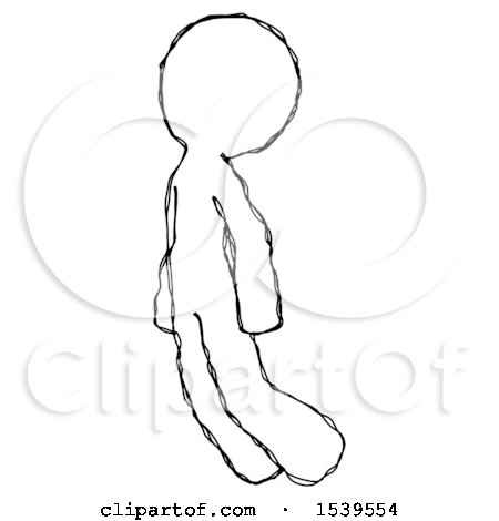 Sketch Design Mascot Man Floating Through Air Left by Leo Blanchette