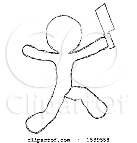 Sketch Design Mascot Man Psycho Running with Meat Cleaver by Leo Blanchette