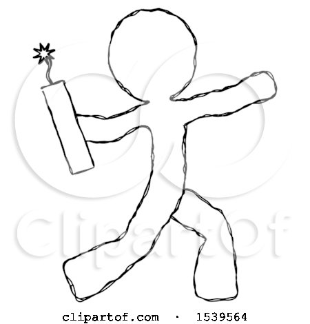 Sketch Design Mascot Man Throwing Dynamite by Leo Blanchette