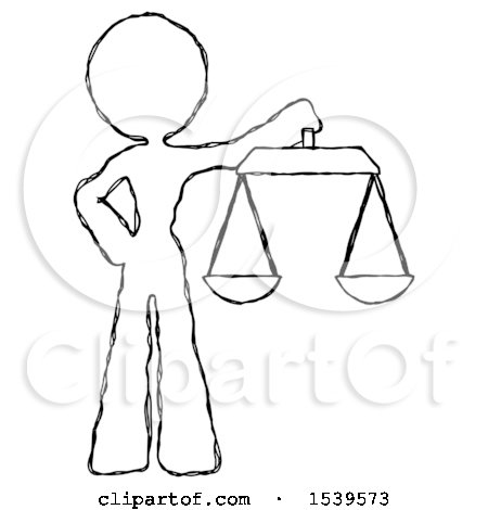 Sketch Design Mascot Woman Holding Scales of Justice by Leo Blanchette