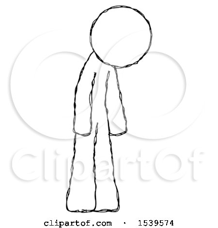 Sketch Design Mascot Man Depressed with Head down Turned Right by Leo Blanchette