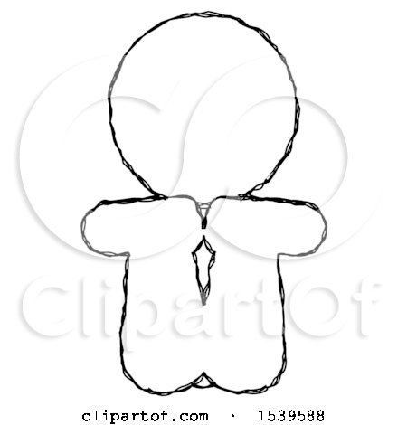 Sketch Design Mascot Man Sitting with Head down Facing Forward by Leo Blanchette