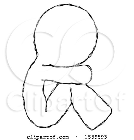 Sketch Design Mascot Man Sitting with Head down Facing Sideways Right by Leo Blanchette