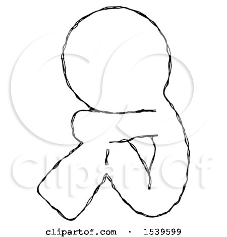Sketch Design Mascot Man Sitting with Head down Facing Sideways Left by Leo Blanchette