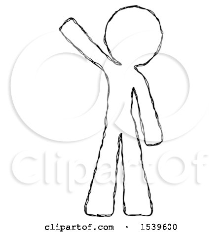 Sketch Design Mascot Man Waving Emphatically with Right Arm by Leo Blanchette