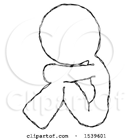 Sketch Design Mascot Woman Sitting with Head down Facing Sideways Left by Leo Blanchette