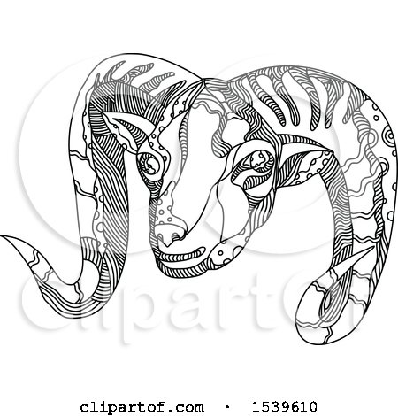 Clipart of a Mountain Sheep Argali Head - Royalty Free Vector Illustration by patrimonio