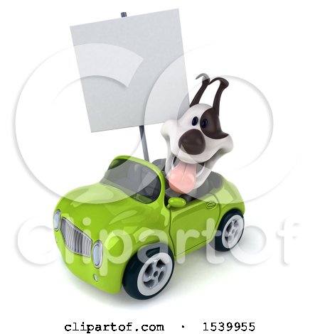 3d Jack Russell Terrier Dog Driving a Convertible Car, on a White ...