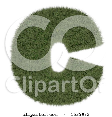 Clipart of a 3d Grassy Capital Letter C on a White Background - Royalty Free Illustration by KJ Pargeter