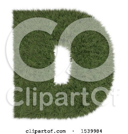 Clipart of a 3d Grassy Capital Letter D on a White Background - Royalty Free Illustration by KJ Pargeter