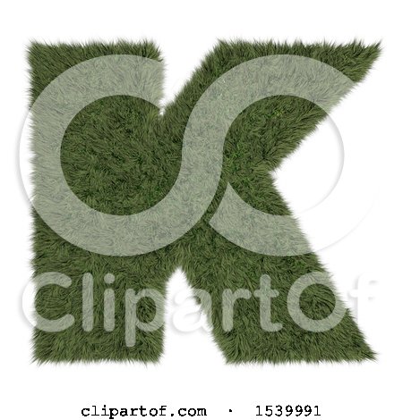 Clipart of a 3d Grassy Capital Letter K on a White Background - Royalty Free Illustration by KJ Pargeter