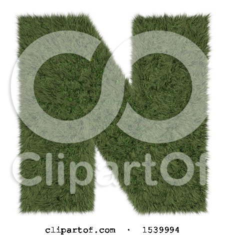 Clipart of a 3d Grassy Capital Letter N on a White Background - Royalty Free Illustration by KJ Pargeter