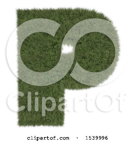 Clipart of a 3d Grassy Capital Letter P on a White Background - Royalty Free Illustration by KJ Pargeter
