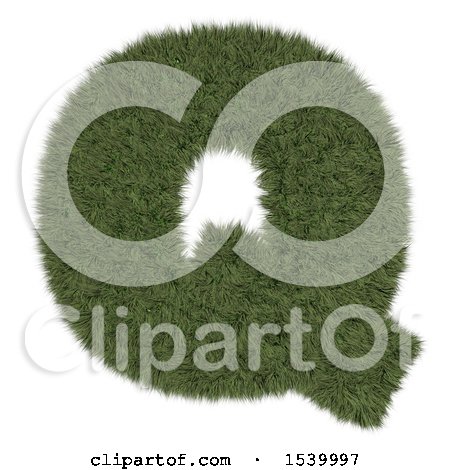 Clipart of a 3d Grassy Capital Letter Q on a White Background - Royalty Free Illustration by KJ Pargeter