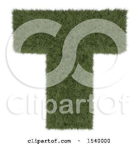 Clipart of a 3d Grassy Capital Letter T on a White Background - Royalty Free Illustration by KJ Pargeter