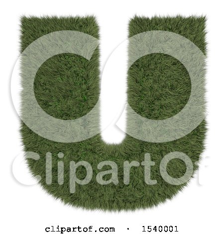 Clipart of a 3d Grassy Capital Letter U on a White Background - Royalty Free Illustration by KJ Pargeter