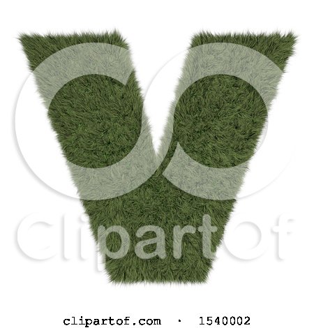 Clipart of a 3d Grassy Capital Letter V on a White Background - Royalty Free Illustration by KJ Pargeter