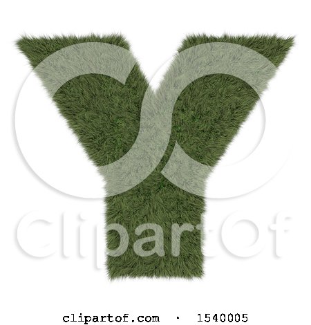 Clipart of a 3d Grassy Capital Letter Y on a White Background - Royalty Free Illustration by KJ Pargeter