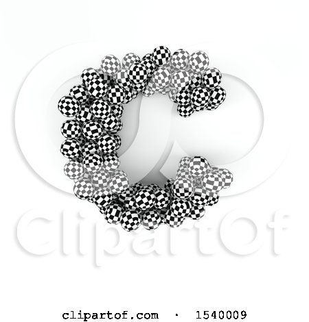 Clipart of a 3d Checkered Sphere Patterned Capital Letter C on a White Background - Royalty Free Illustration by KJ Pargeter