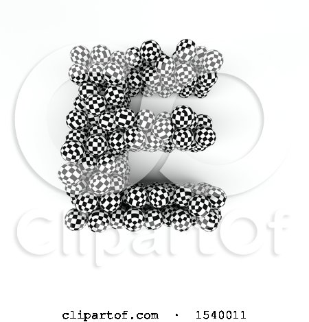 Clipart of a 3d Checkered Sphere Patterned Capital Letter E on a White Background - Royalty Free Illustration by KJ Pargeter