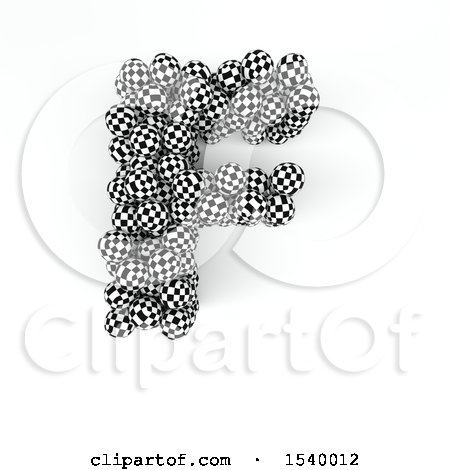 Clipart of a 3d Checkered Sphere Patterned Capital Letter F on a White Background - Royalty Free Illustration by KJ Pargeter