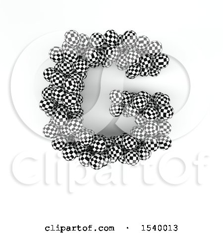 Clipart of a 3d Checkered Sphere Patterned Capital Letter G on a White Background - Royalty Free Illustration by KJ Pargeter
