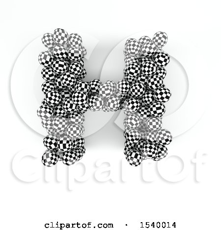 Clipart of a 3d Checkered Sphere Patterned Capital Letter H on a White Background - Royalty Free Illustration by KJ Pargeter