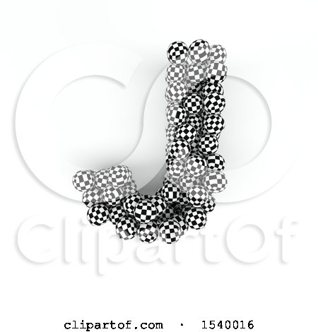 Clipart of a 3d Checkered Sphere Patterned Capital Letter J on a White Background - Royalty Free Illustration by KJ Pargeter
