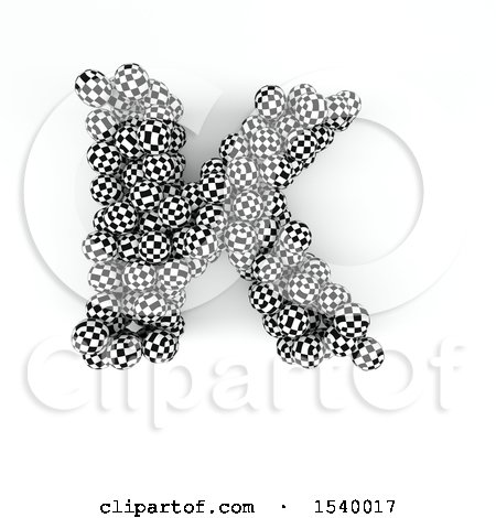 Clipart of a 3d Checkered Sphere Patterned Capital Letter K on a White Background - Royalty Free Illustration by KJ Pargeter
