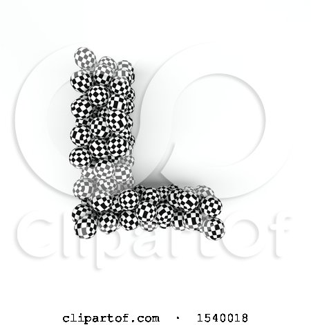 Clipart of a 3d Checkered Sphere Patterned Capital Letter L on a White Background - Royalty Free Illustration by KJ Pargeter