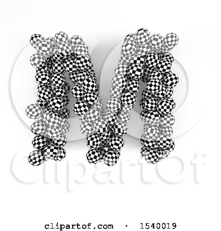 Clipart of a 3d Checkered Sphere Patterned Capital Letter M on a White Background - Royalty Free Illustration by KJ Pargeter