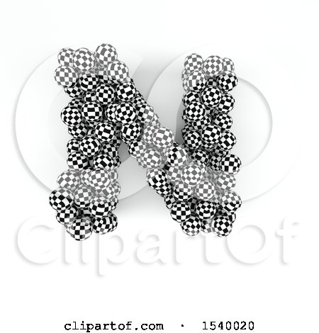 Clipart of a 3d Checkered Sphere Patterned Capital Letter N on a White Background - Royalty Free Illustration by KJ Pargeter