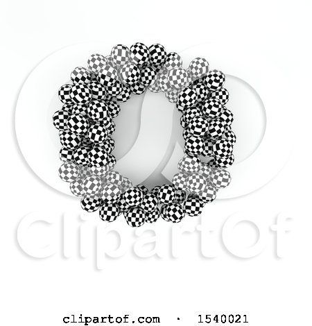Clipart of a 3d Checkered Sphere Patterned Capital Letter O on a White Background - Royalty Free Illustration by KJ Pargeter