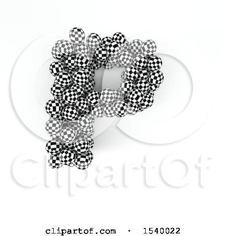 Clipart of a 3d Checkered Sphere Patterned Capital Letter P on a White Background - Royalty Free Illustration by KJ Pargeter