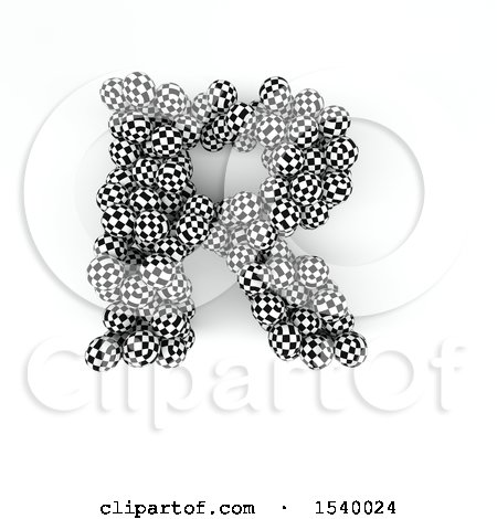 Clipart of a 3d Checkered Sphere Patterned Capital Letter R on a White Background - Royalty Free Illustration by KJ Pargeter
