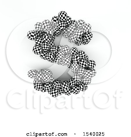 Clipart of a 3d Checkered Sphere Patterned Capital Letter S on a White Background - Royalty Free Illustration by KJ Pargeter