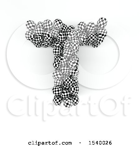 Clipart of a 3d Checkered Sphere Patterned Capital Letter T on a White Background - Royalty Free Illustration by KJ Pargeter