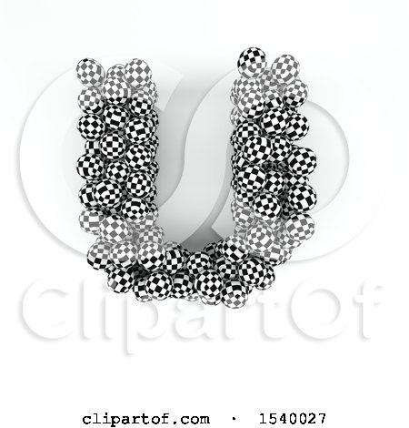 Clipart of a 3d Checkered Sphere Patterned Capital Letter U on a White Background - Royalty Free Illustration by KJ Pargeter