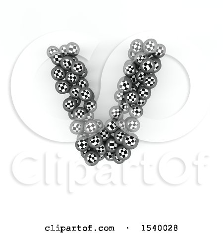 Clipart of a 3d Checkered Sphere Patterned Capital Letter V on a White Background - Royalty Free Illustration by KJ Pargeter